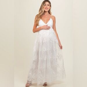 Pinkblush embroidered Lace Embellished Maxi Dress